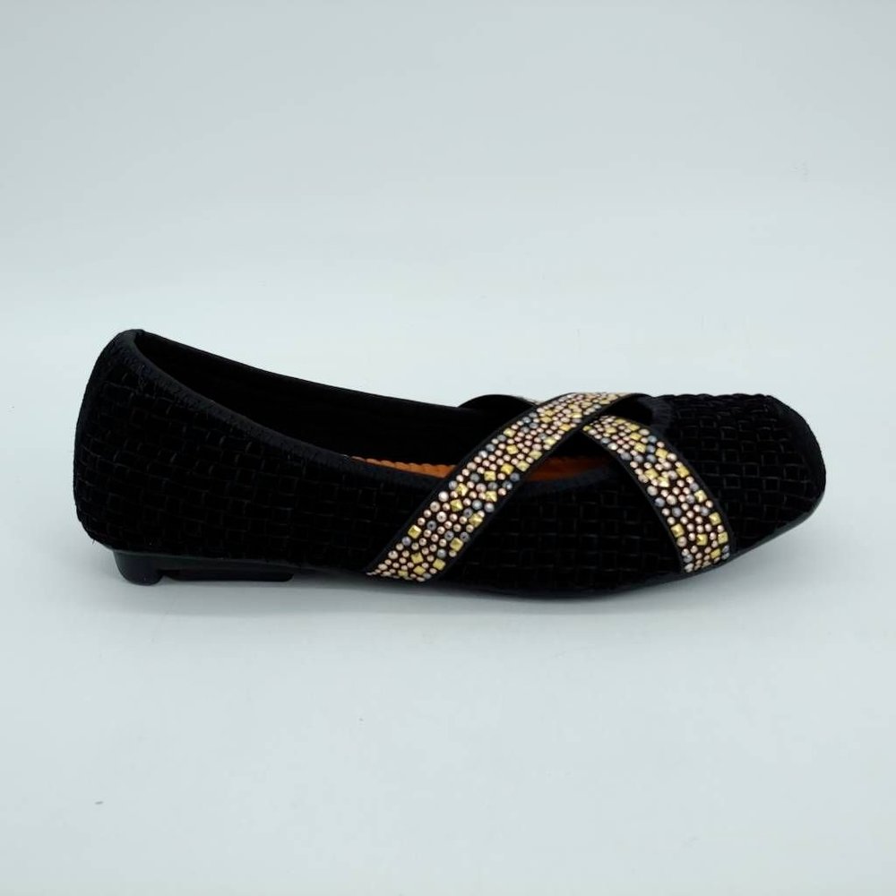 Bernie Mev Womens Point Ballet Flats Black Basket Weave Leather EUR 38 New